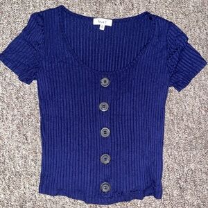 Navy Blue Scoop Neck Tee Shirt